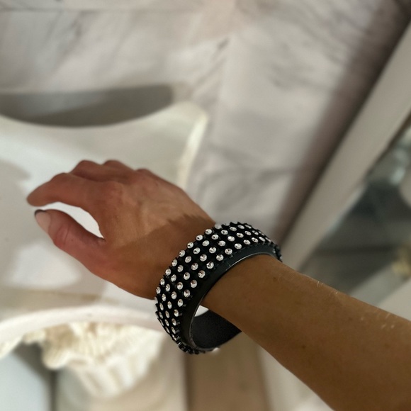 Iris Apfel RARE bangle -BRC Black Stone Bangle with crystal jewel gemstones - Picture 11 of 12